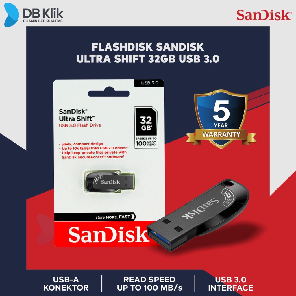 Flashdisk SanDisk Ultra Shift 32GB USB3.0 - Flash Drive Sandisk 32GB