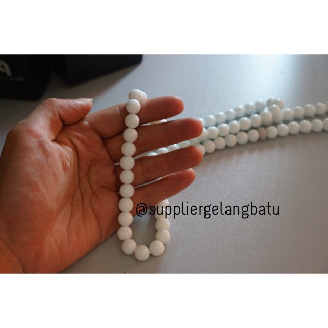 tasbih batu WHITE ONYX 99 butir premium tasbeh PUTIH kilap alam akik aksesoris muslim pria wanita