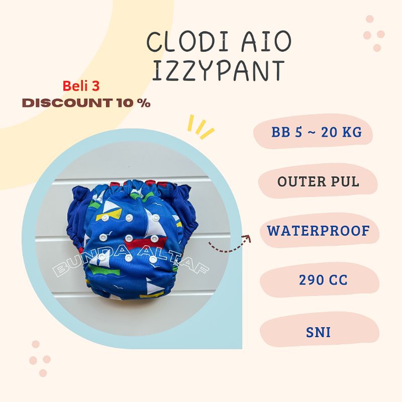 Clodi Celana Izzypant / Popok Kain Clodi Klodiz Izzypants 5 -20 kg [ Bunda Altaf ]