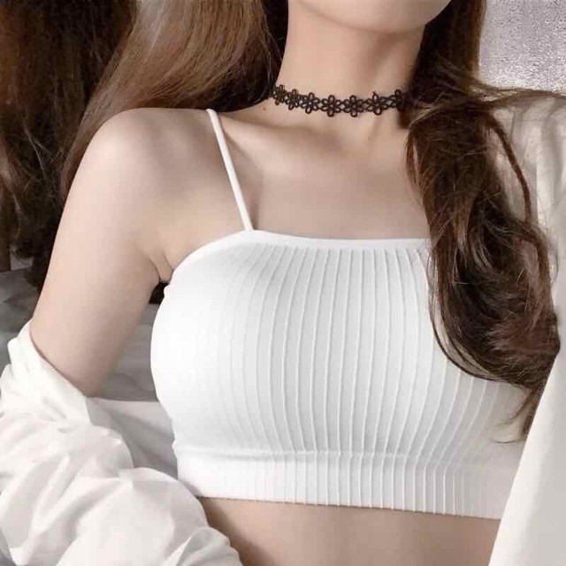 Sakura Tank Top Bra Perempuan Pakaian Dalam Wanita Pakaian Olahraga 346-White