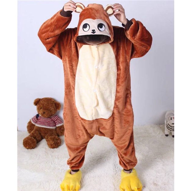 KOSTUM ONESIE MONYET MONKEY ANAK PIYAMA COSPLAY PESTA