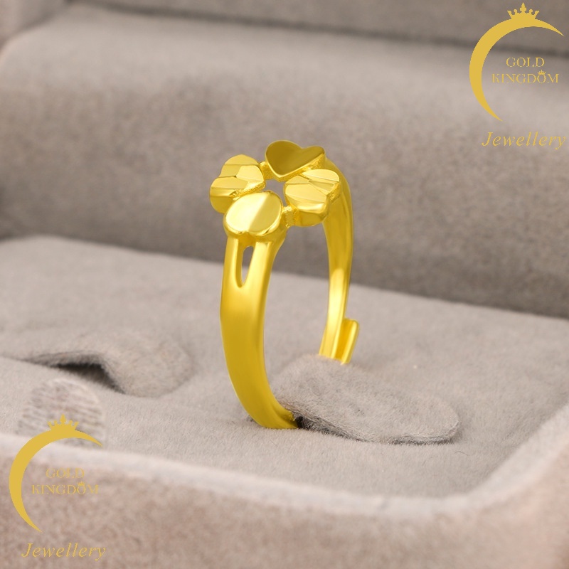 Cincin Desain Daun Clover Love 24k Gaya Korea Untuk Pasangan