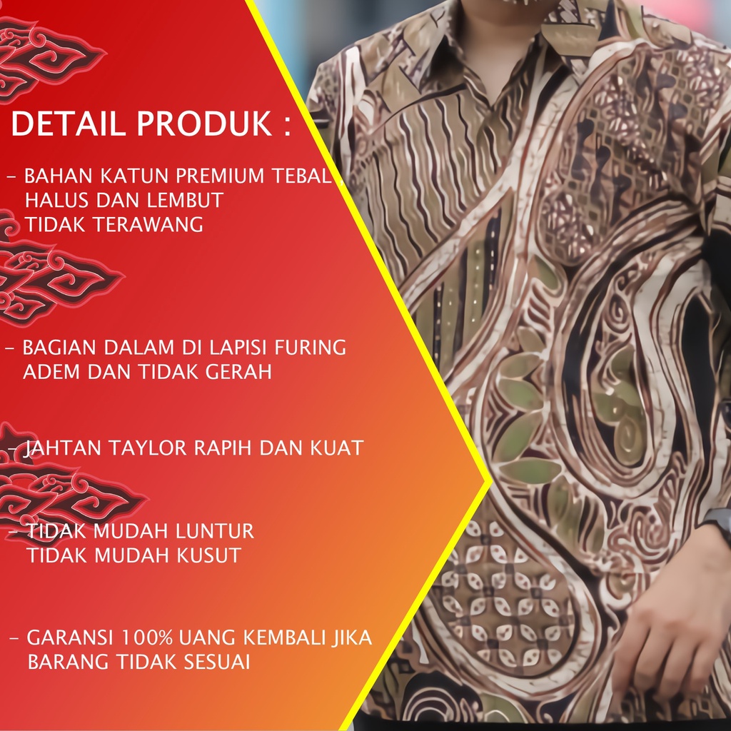 KEMEJA BATIK PRIA LENGAN PANJANG PREMIUM REGULAR MODERN BATIK ALUNA PCW 081