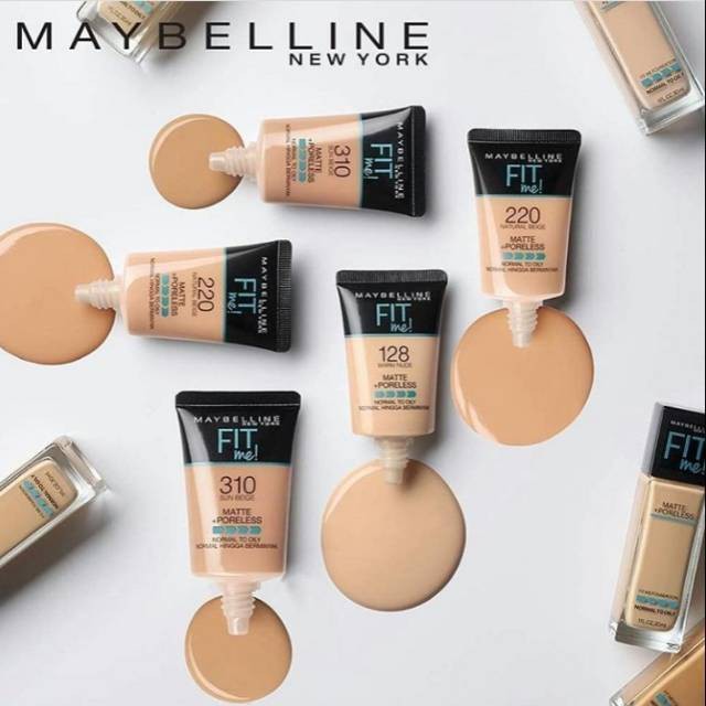 MAYBELLINE Fit Me Series Matte + Poreless Foundation Tube Pump Compact Powder 12H SPF by AILIN