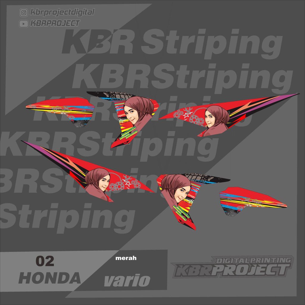 (cod) Sticker Striping Stiker Motor Lis Variasi Vario 125/150 LED Thailand cewek KBR 02