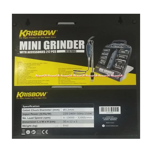 Krisbow Mini Grinder With Accessories 217Pcs Alat Mesin Gerinda Grinder