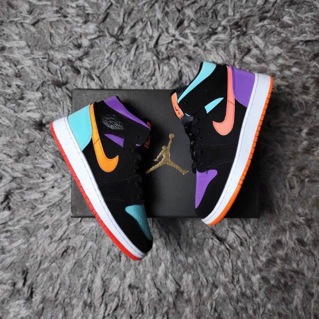 NIKE AIR JORDAN MID GS MULTICOLOR SNEAKERS WANITA HYPE SEPATU BASKET PERFECT KICKS PK ORIGINAL