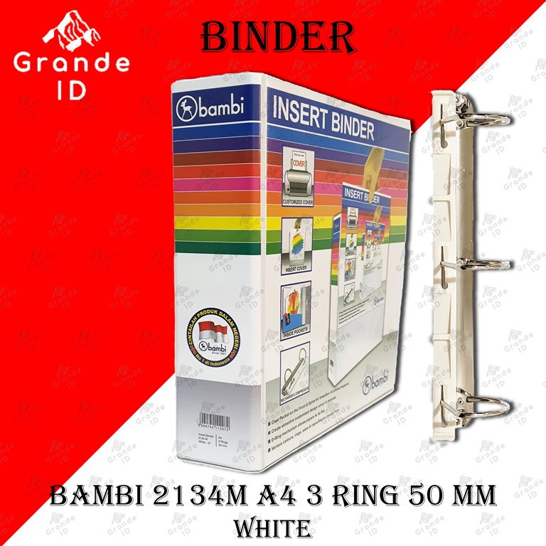 

BINDER BAMBI 2134M A4 3 RING 50 MM INSERT RING BINDER
