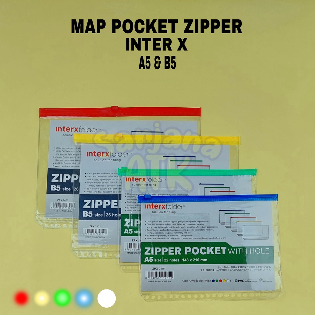 

Map Pocket Zipper Inter X With Holes A5 dan B5 Transparan