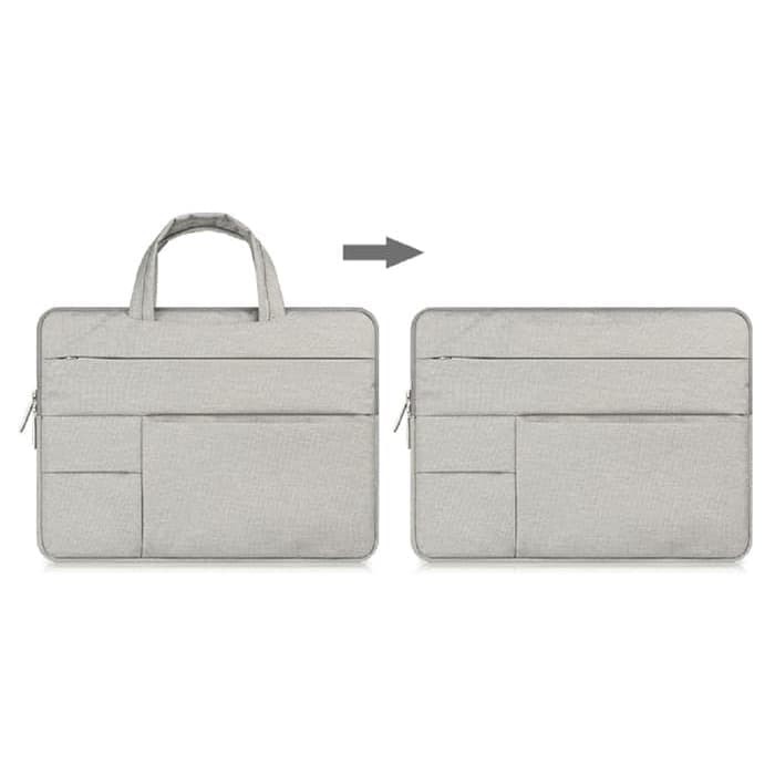 Tas Laptop 15inch Macbook Softcase Nylon Pocket Handstrap Waterproof - Abu - Abu