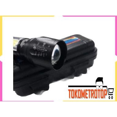 Sale Pocketman Senter Led Flashlight Police Swat Mini Zoom Camping Anti Air Berkualitas