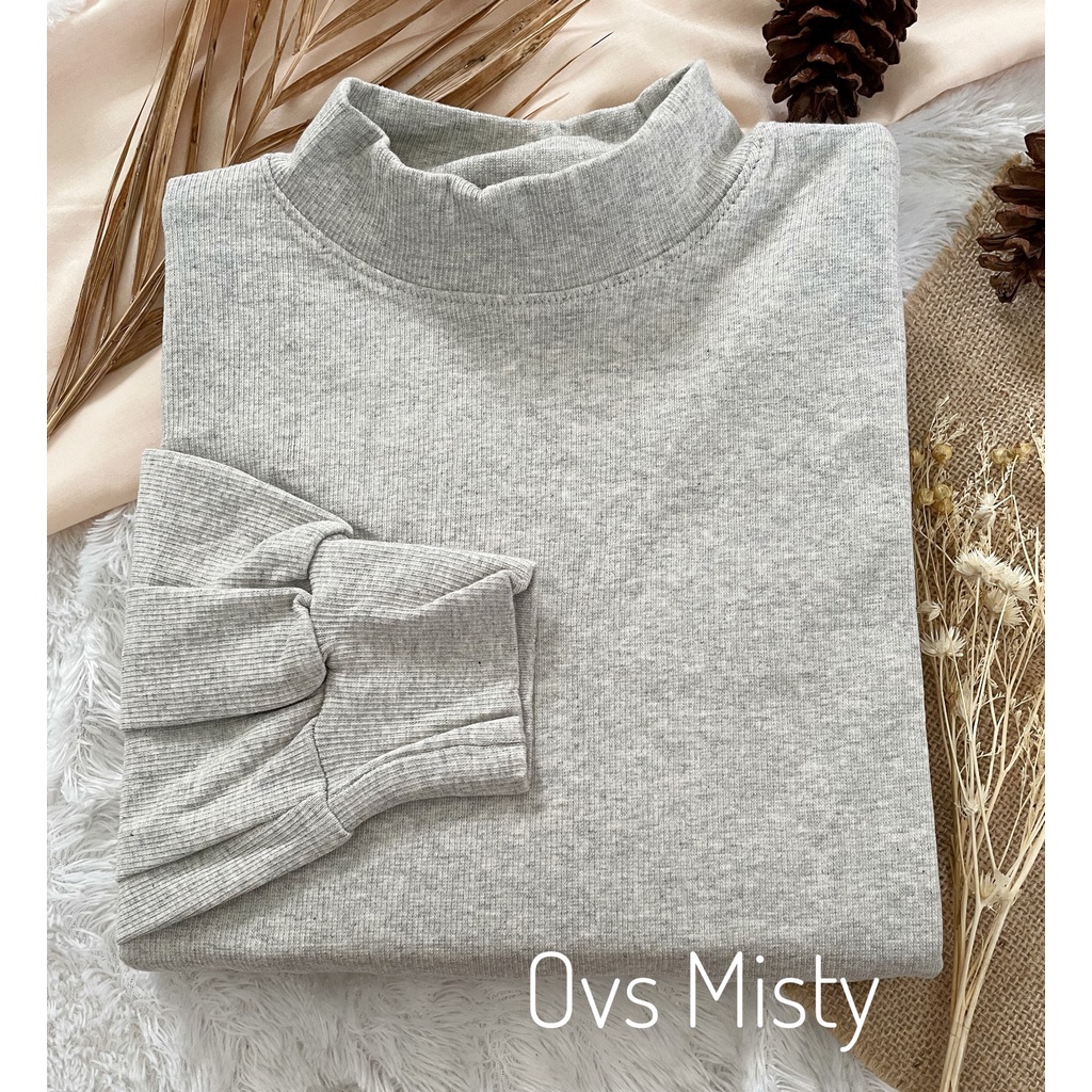 oversize Tangan Balon rib polos premium / blouse wanita / kaos tangan balon wanita oversize-OvS misty