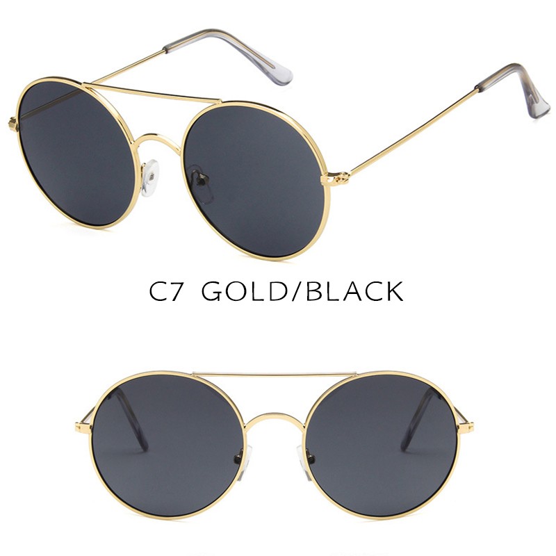 (YUZHU) COD Korean Design Bulat Metal  Candy Color Kacamata Hitam Wanita/Pria Retro Sunglasses Women/Men