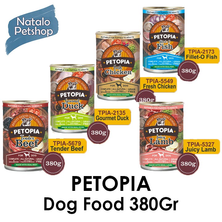 Petopia Dog Food 380Gr/Makanan Kaleng Anjing/Canned/Lamb/Beef/Fish/Duck/Chicken