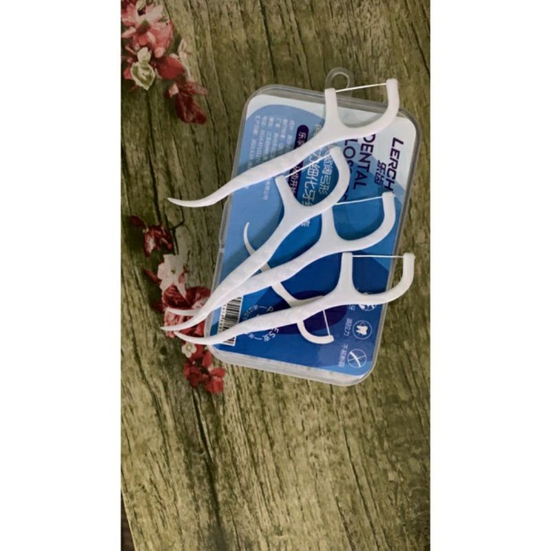 Dental floss benang Busur tusuk gigi Macromolecul carea pembersih sela gigi isi 10 pcs LBX Lerch Flosser Toothpick