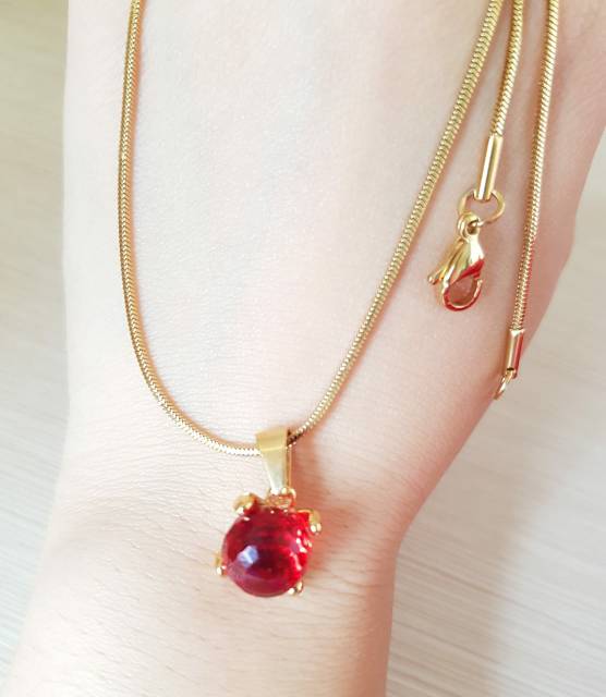 Kalung Fashion Permata Zircon Merah Import Antikarat Selamanya