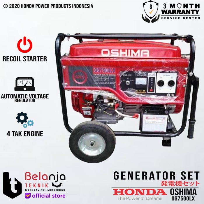Mesin Genset Honda Oshima OG 7500 CX 5000 Watt Generator Set OG7500CX