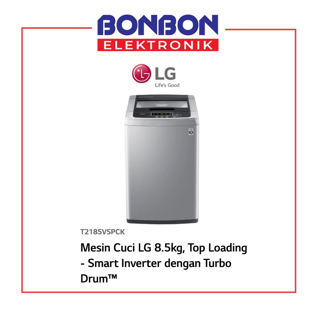 LG Mesin Cuci 1 Tabung 8.5KG T2185VSPCK / T 2185 VSPCK Smart Inverter