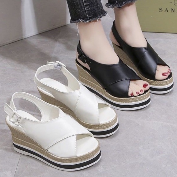 Sepatu Wedge Wanita Import Tali X GO20