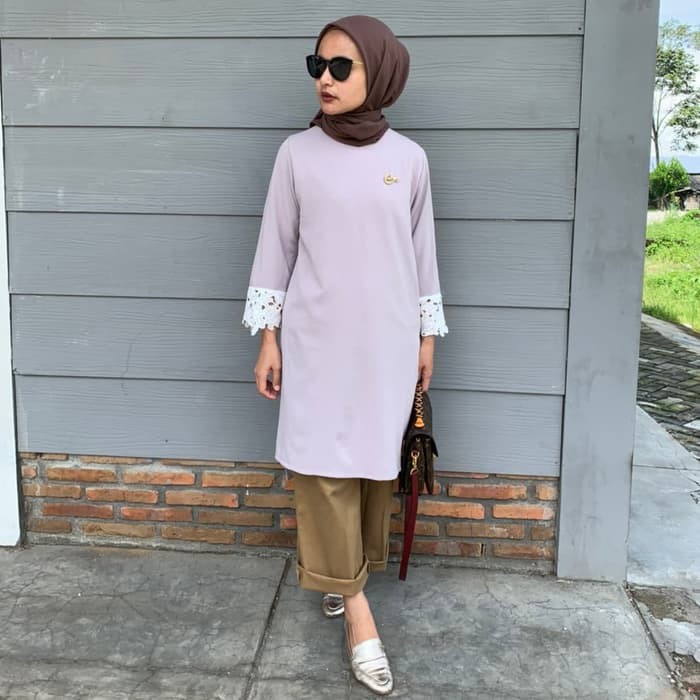 Tunik Ederra Tessa - Taupe Gray, Upsize L XL Murah