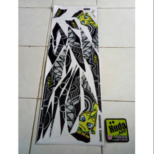 Striping lis sticker variasi honda SONIC 150 R "SHARK VIAVIA" hitam-merah-biru