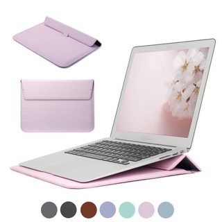 Laptop Leather Sleeve Case bag + Stand For Any Laptop macbook Pro Air laptop iPad tablet Cover