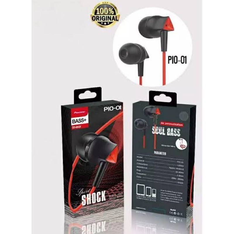 HEADSET PIONEER P10-01 SPORT BASS+ IN-EAR HF PIONEER SUARA JAMIN BAGUS