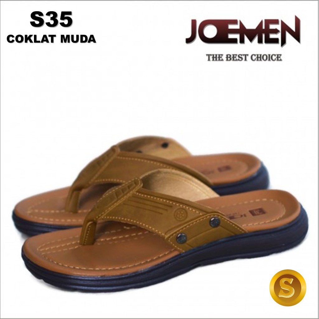 Sendal Casual Pria Sandal Kulit Pria Sendal Cowok Kekinian Sendal Laki Laki Dewasa Original S20-MOKA