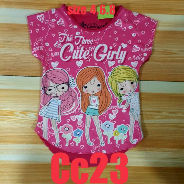 Cc23 Kaos Coco ice motif Cute Girly bahan adem murah baju lengan pendek pakaian anak perempuan