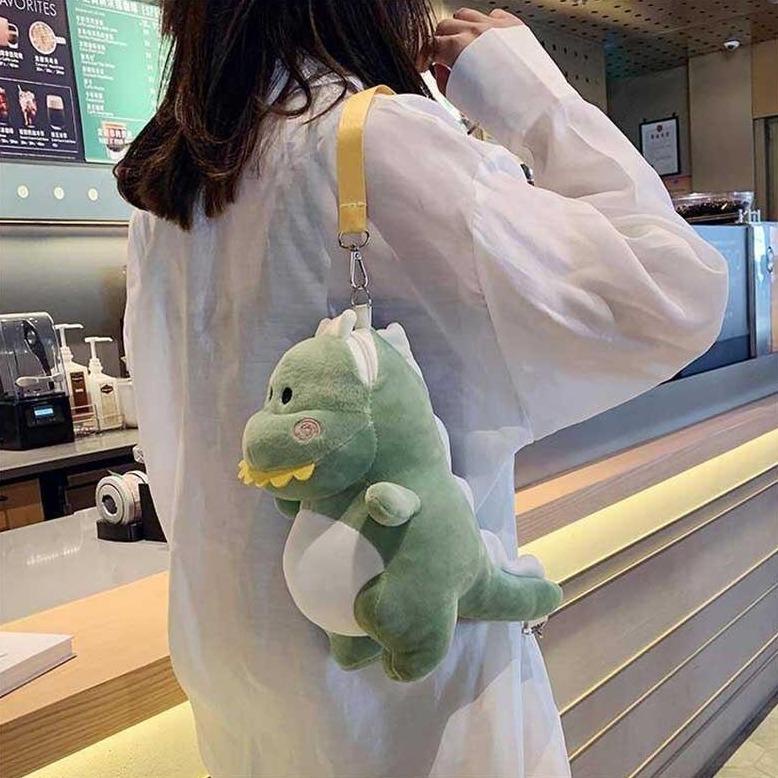 Tas Selempang Boneka Viral Tas Boneka Lucu Lembut Karakter Baby Dinosaurus T-Rex Murah SNI