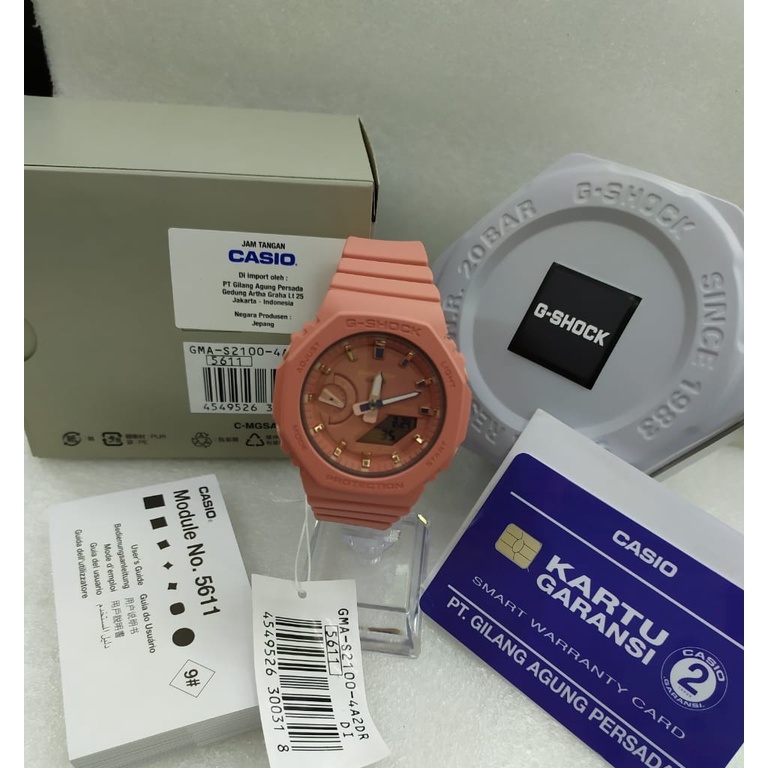 Jam Tangan Wanita Casio G-Shock GMA-S2100-4A2DR Ladies Pink Digital Analog Dial Pink Original