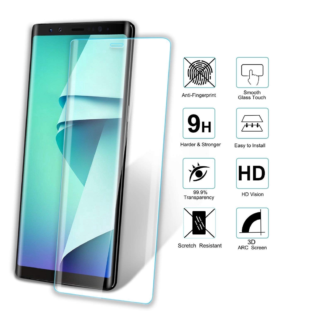 2pcs Samsung Galaxy Note 9pelindung Layar Tempered Glass Melengkung 3D Premium