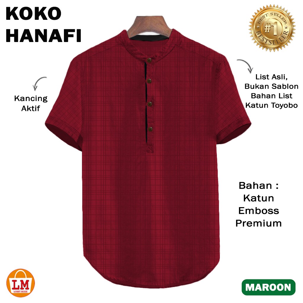 TERMURAH TERLARIS KOKO KURTA HANAFI LENGAN PENDEK Ukuran M L XL XXL TERBARU LMS 26432 26434