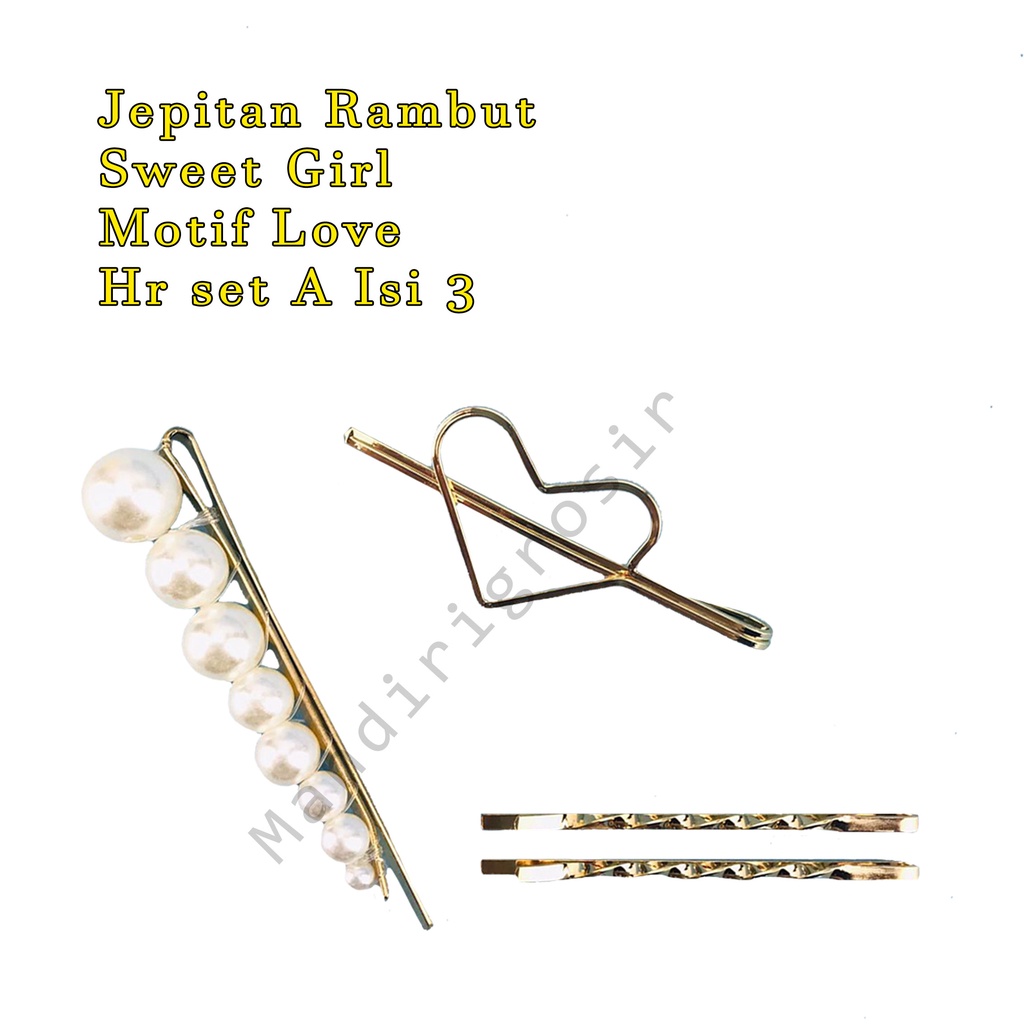 Jepitan * jepitan Rambut *Sweet Girl*Hiasan Rambut *Hr set A* Isi 3