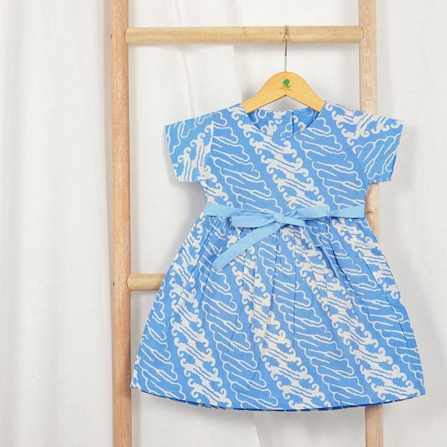 Pop Kidswear   Arimbi Batik Dress - Dress Batik Anak Perempuan Biru Muda