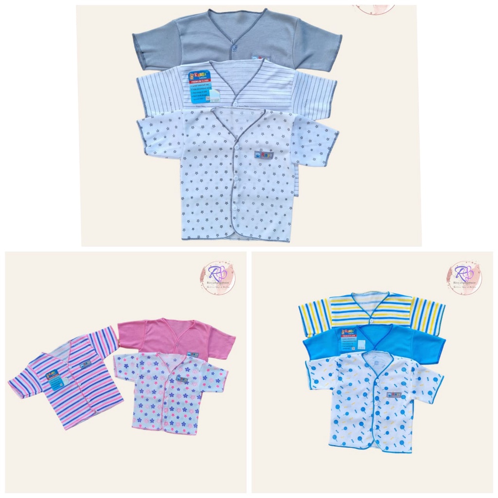 3 PCS Baju Bayi Baru Lahir Lengan Pendek Baju Bayi Newborn RisyaBaby And Kids