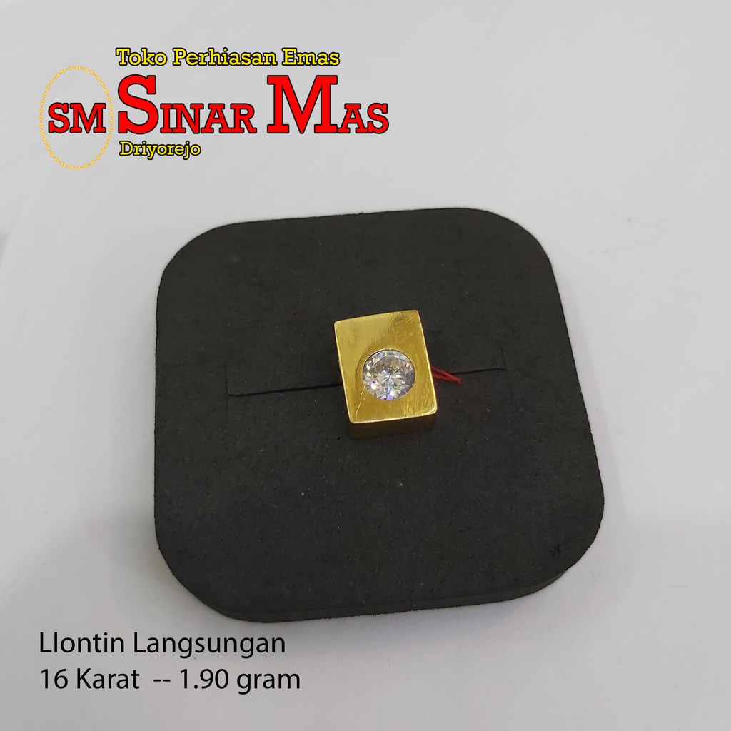 Liontin Langsungan kotak mata PUTIH emas 16Karat berat ~±1.7-1.9 gram