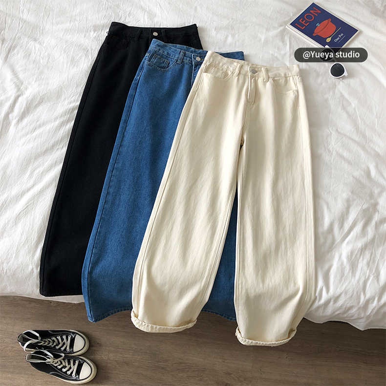 korean style highwaist kulot celana jeans panjang wanita looes--celana jens wanita import