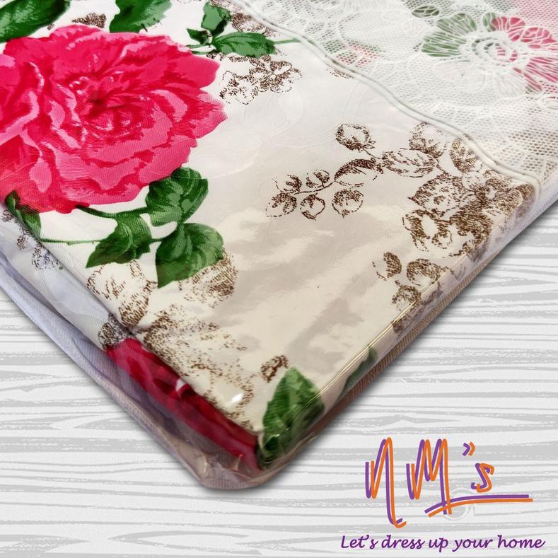 ✸ Table Cloth Taplak meja makan ruang tamu plastik persegi panjang PVC transparan bening motif - NMs