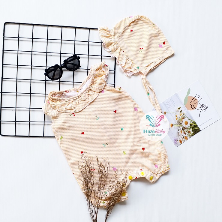 Plazababyku MX ROMPER LILIE setelan bayi motif bunga yang lucu free bonnet