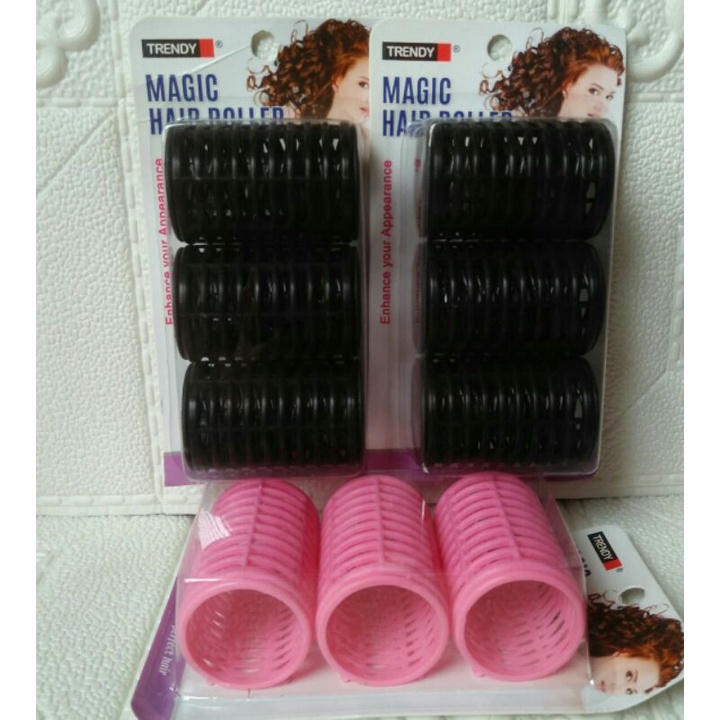 ROLL RAMBUT TRENDY JAPAN WARNA HITAM PINK DIAMETER 4CM