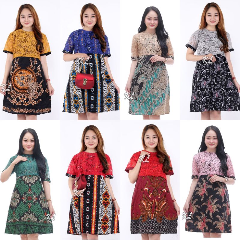 dress batik modern wanita flare murah grosir lace brokat jumbo YUMNA COUPLE