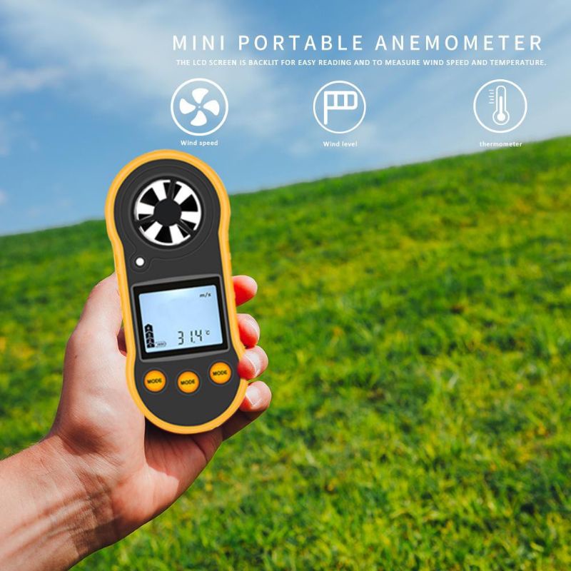 Md-818 Anemometer Termometer Pengukur Kecepatan Angin 30M  s LCD