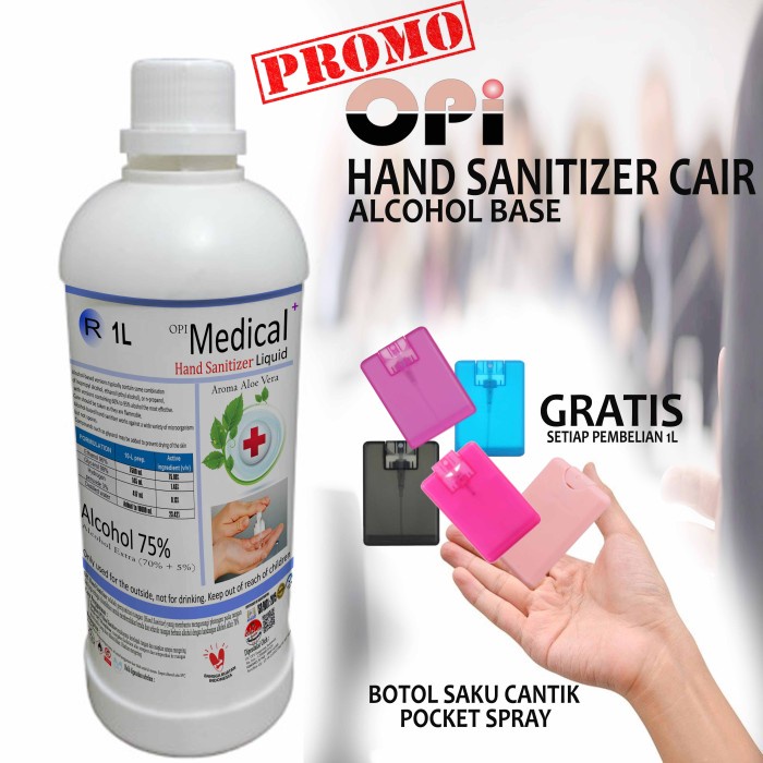 Hand Sanitizer 1 Liter Cair Medical Bonus Botol saku cantik Promo berlaku hanya bulan ini saja, ayo buruan sebelum habis periode promo sudah ada izin edar resmi by Oke sabun suplayer