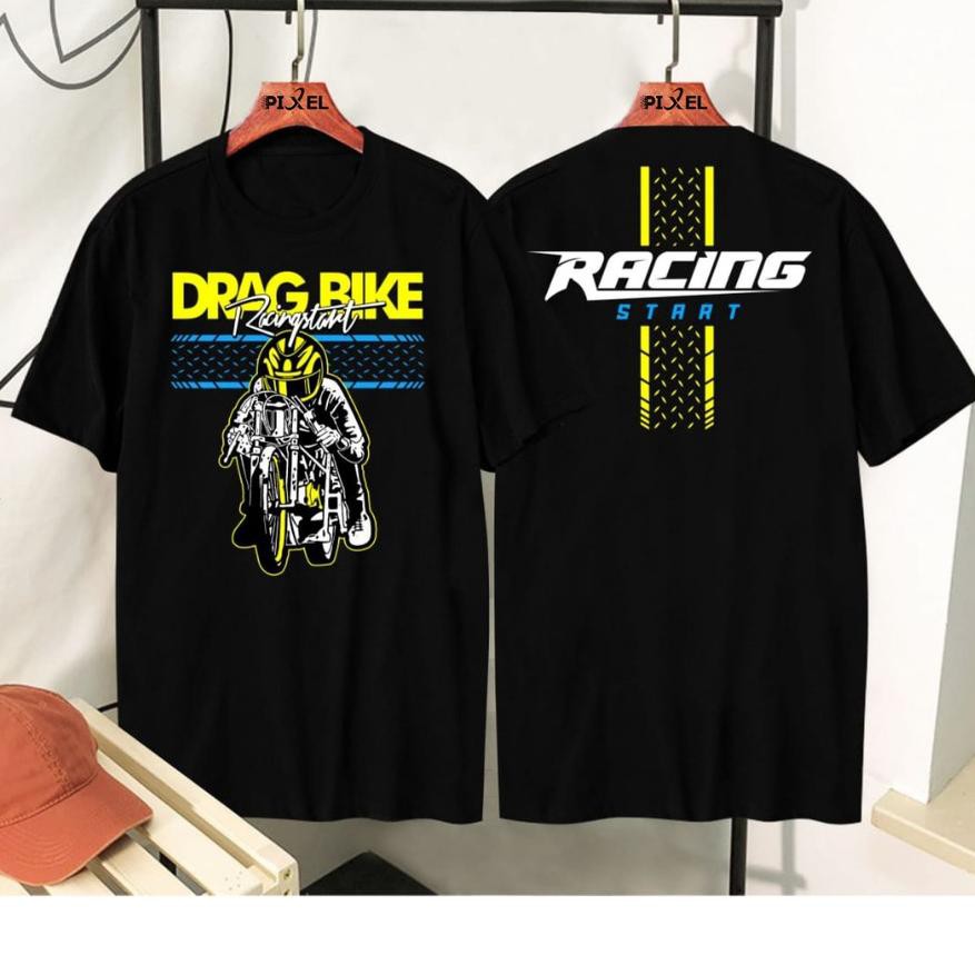 >154 BAJU TSHIRT KAOS DISTRO MOTOR DRAG BIKE START BLACK 《