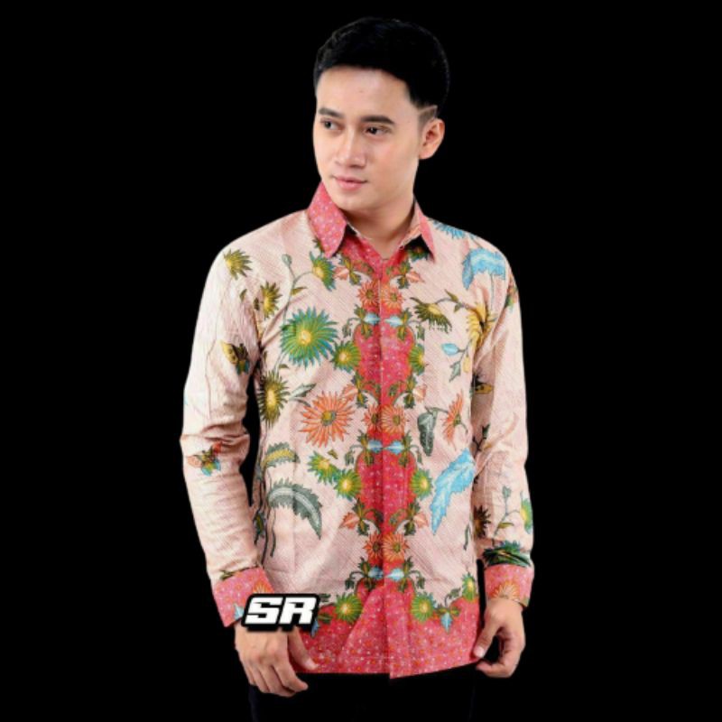 Batik Pria Lengan Panjang BATIK BERKAH HRB026 motif KERATONAN Kode 002 size M L XL XXL Reguler