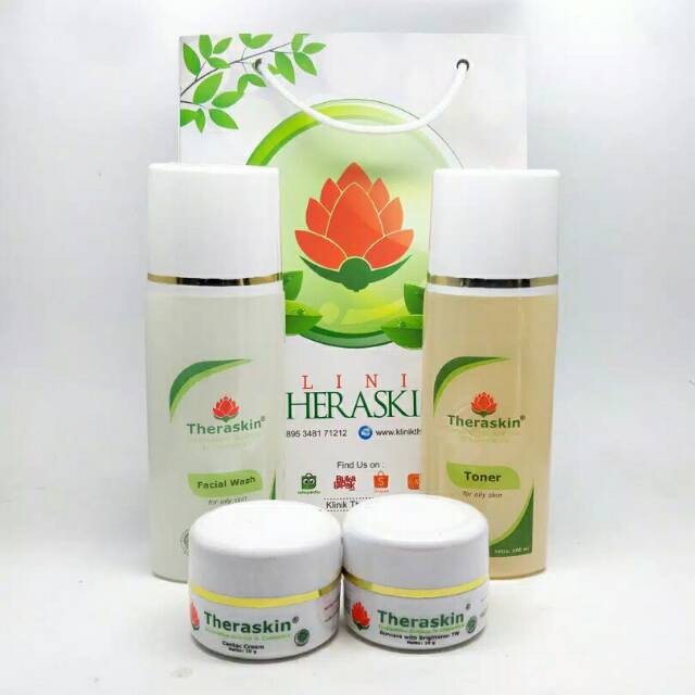 paket penghilang bopeng cream/cream bopeng/theraskin skincare original/cream jerawat/bekas jerawat