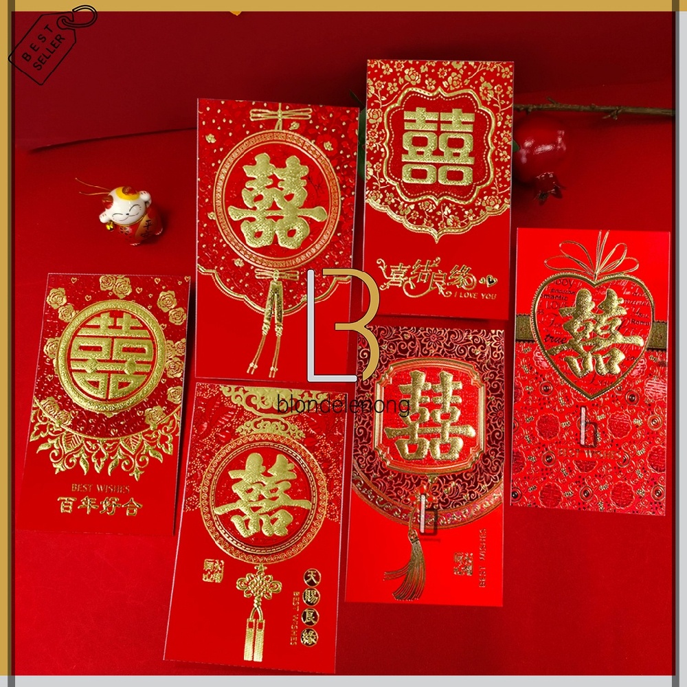 Amplop Kertas Angpao Angpau Ampau Ampao Hongbao Hongbau Uang Susu Hadiah Kado Lamaran Hantaran Ketuk Ketok Pintu Sangjit Wedding Pernikahan Nikah Shuangxi Suangsi Emas Gold Merah Hoki Rejeki Ukuran Size Besar Jumbo Panjang XL XXL Isi 1 Pak Pack Dos Murah