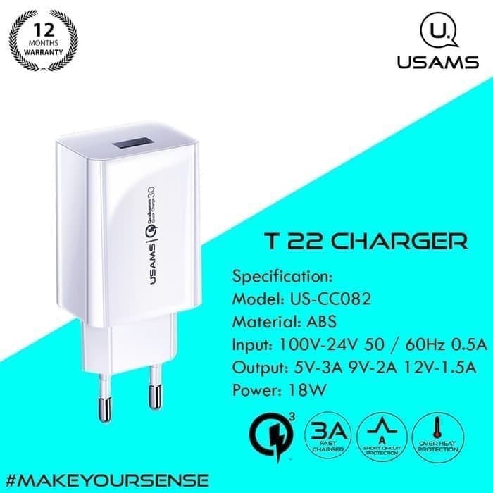 KEPALA CHARGER USAMS 18W REAL