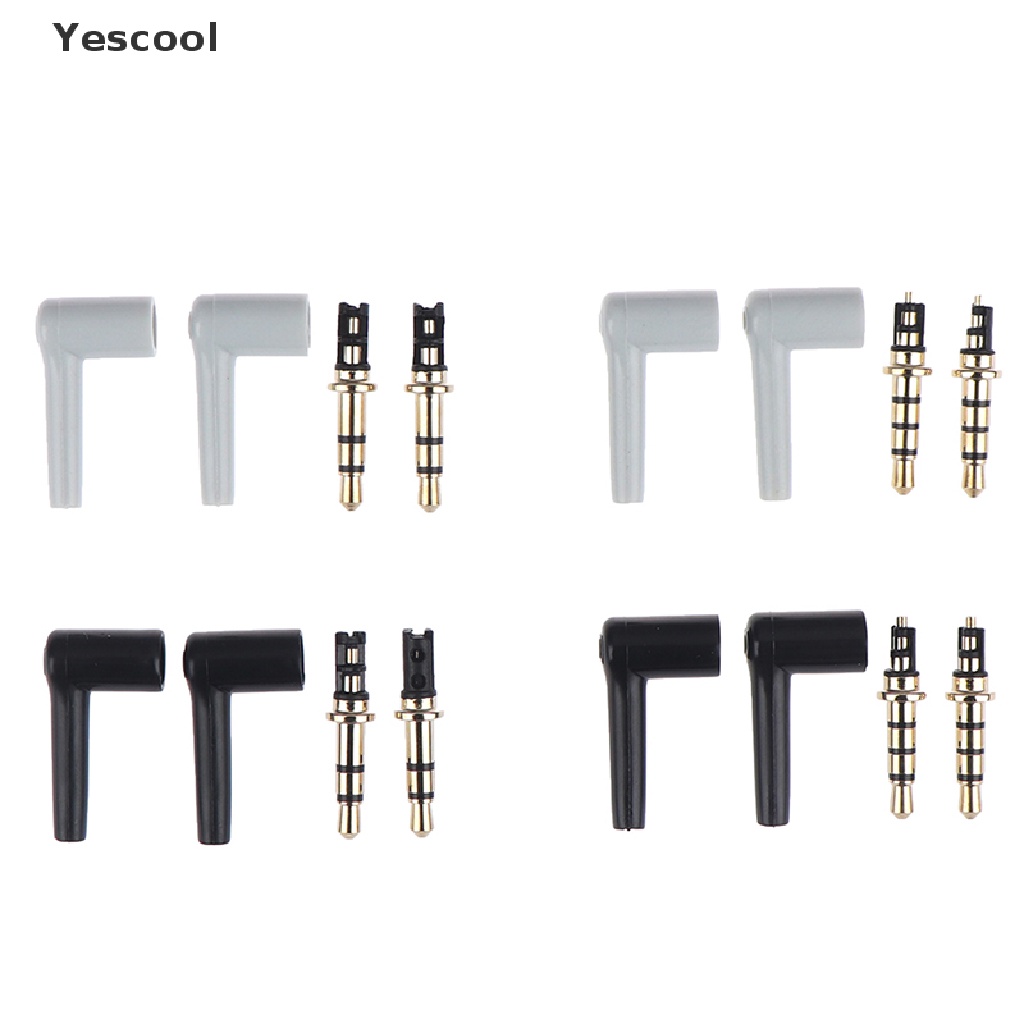 Yescool 2pcs / lot plug jack 3.5mm 90 Derajat 3 4 pole 3.5 Lapis Emas